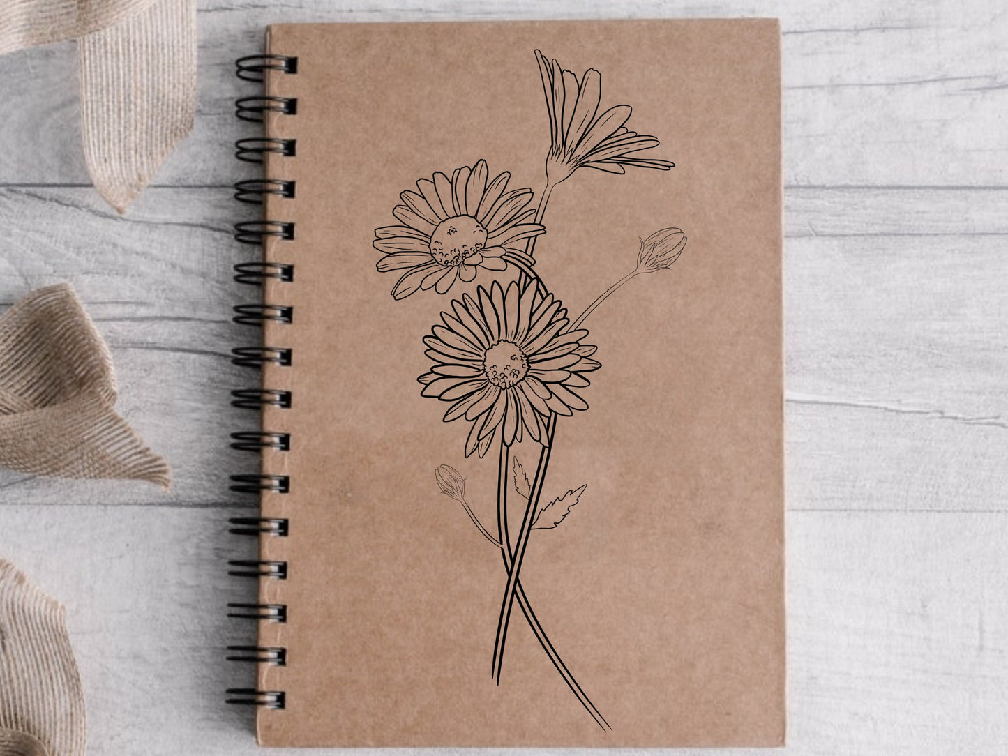 April Birth Flower Daisy Outline Clipart Minimalist