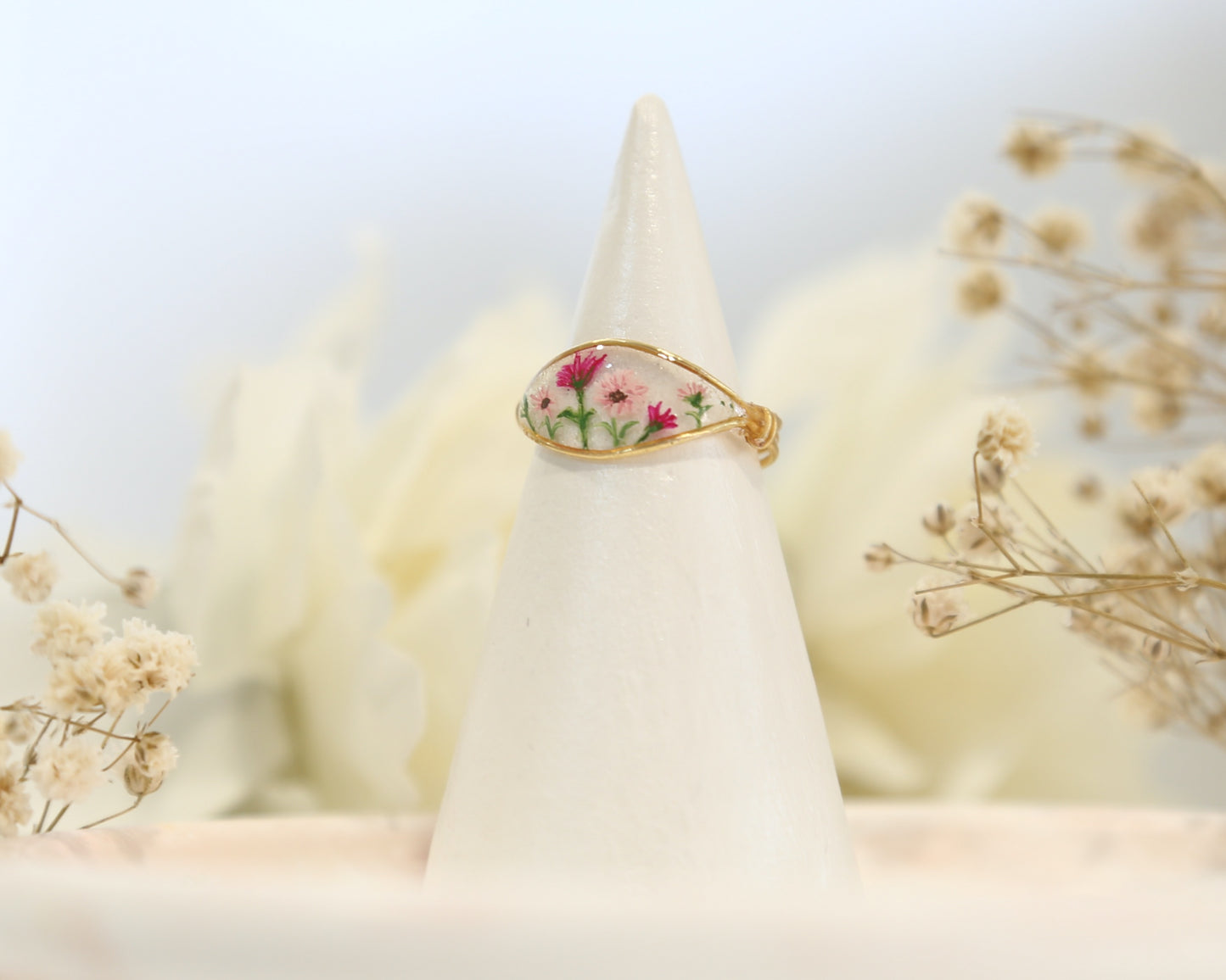 Colourful Daisy Flower Bouquet Ring / Gold & Silver