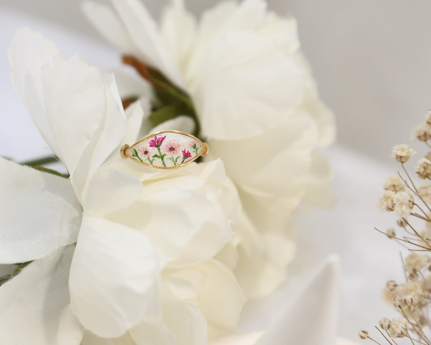 Colourful Daisy Flower Bouquet Ring / Gold & Silver