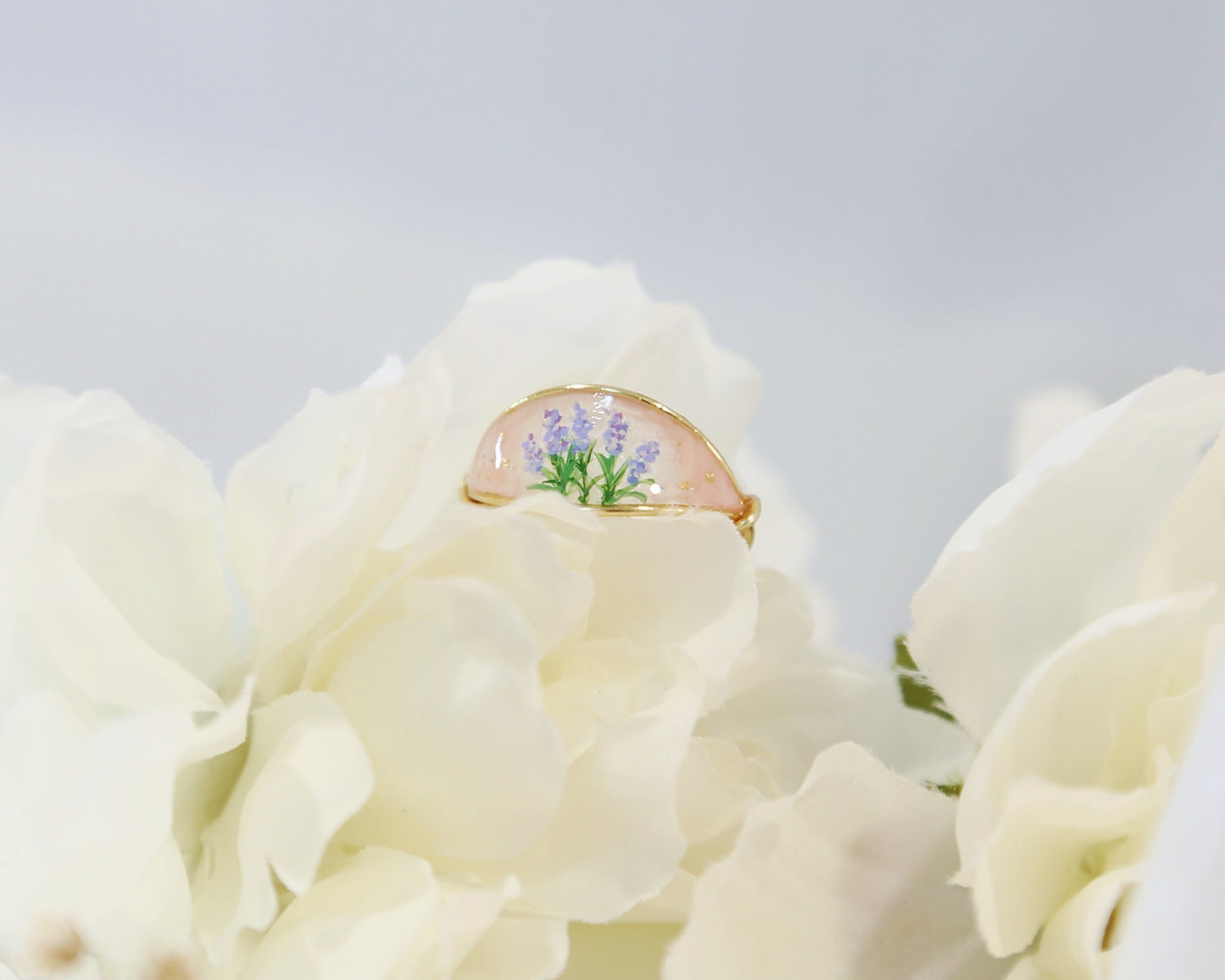 Purple Lavender Cluster Ring / Gold & Silver