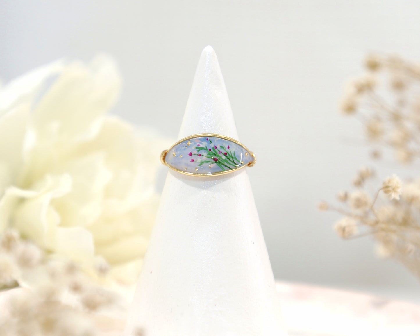 Colorful Wildflower Cluster Ring / Gold & Silver