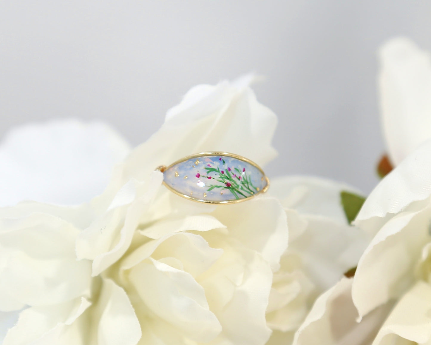 Colorful Wildflower Cluster Ring / Gold & Silver