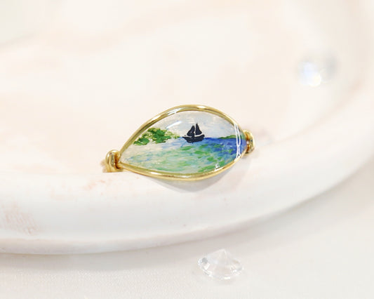 Turquoise Ocean View Ring / Gold & Silver