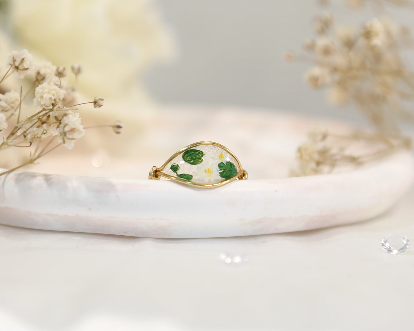 Water Lily Flower Ring / Gold & Silver