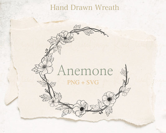 Anemone Flower Wreath Clipart