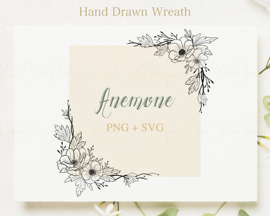 Anemone Flower Corner Frame Clipart