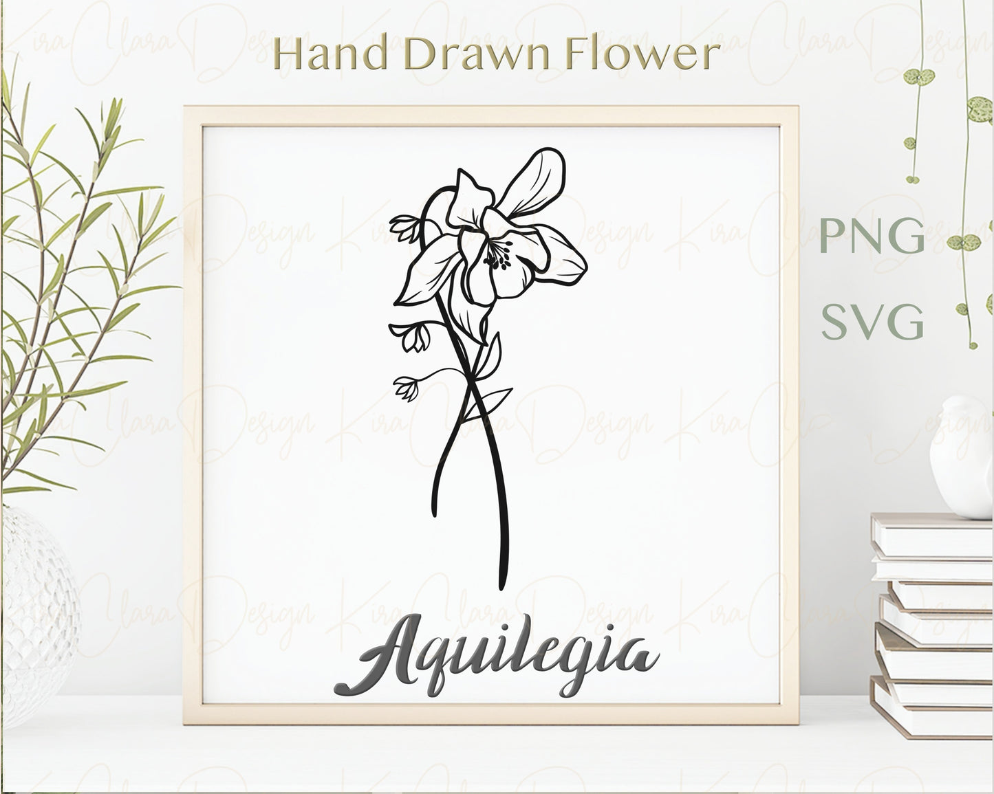 Aquilegia Flower Lineart Clipart SVG