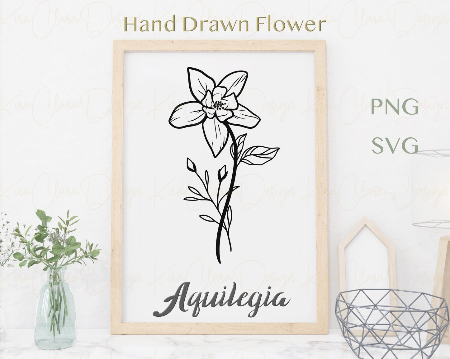 Aquilegia Flower Lineart Clipart SVG