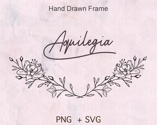 Aquilegia Flower Border Frame SVG