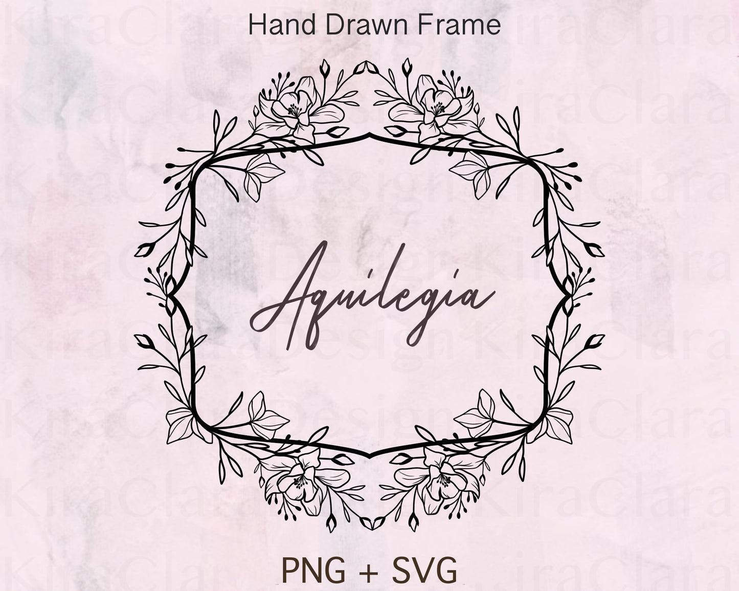 Aquilegia Flower Border Frame Clipart SVG