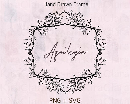 Aquilegia Flower Border Frame Clipart SVG