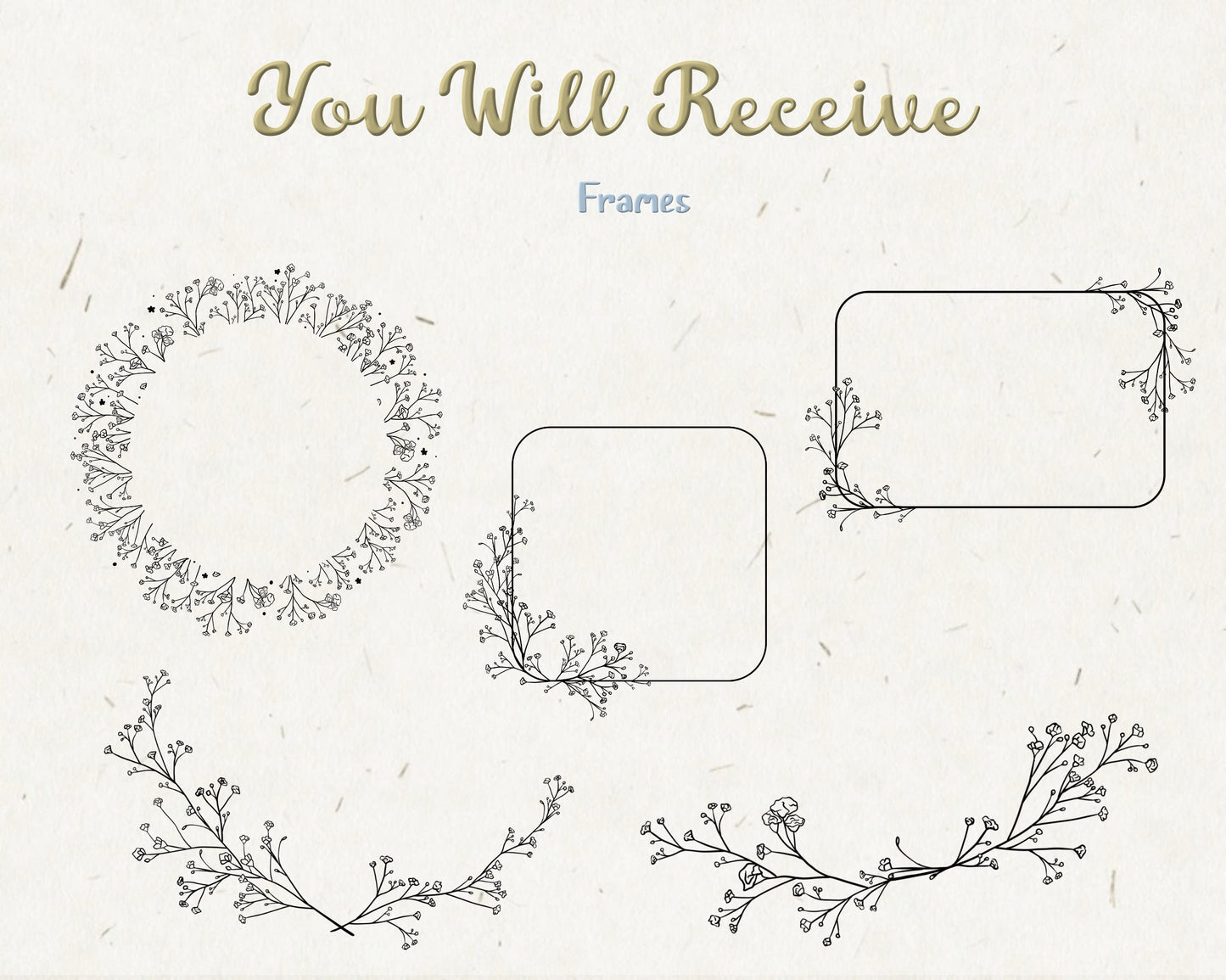 Baby's Breath Flower Clipart Bundle in Black & White