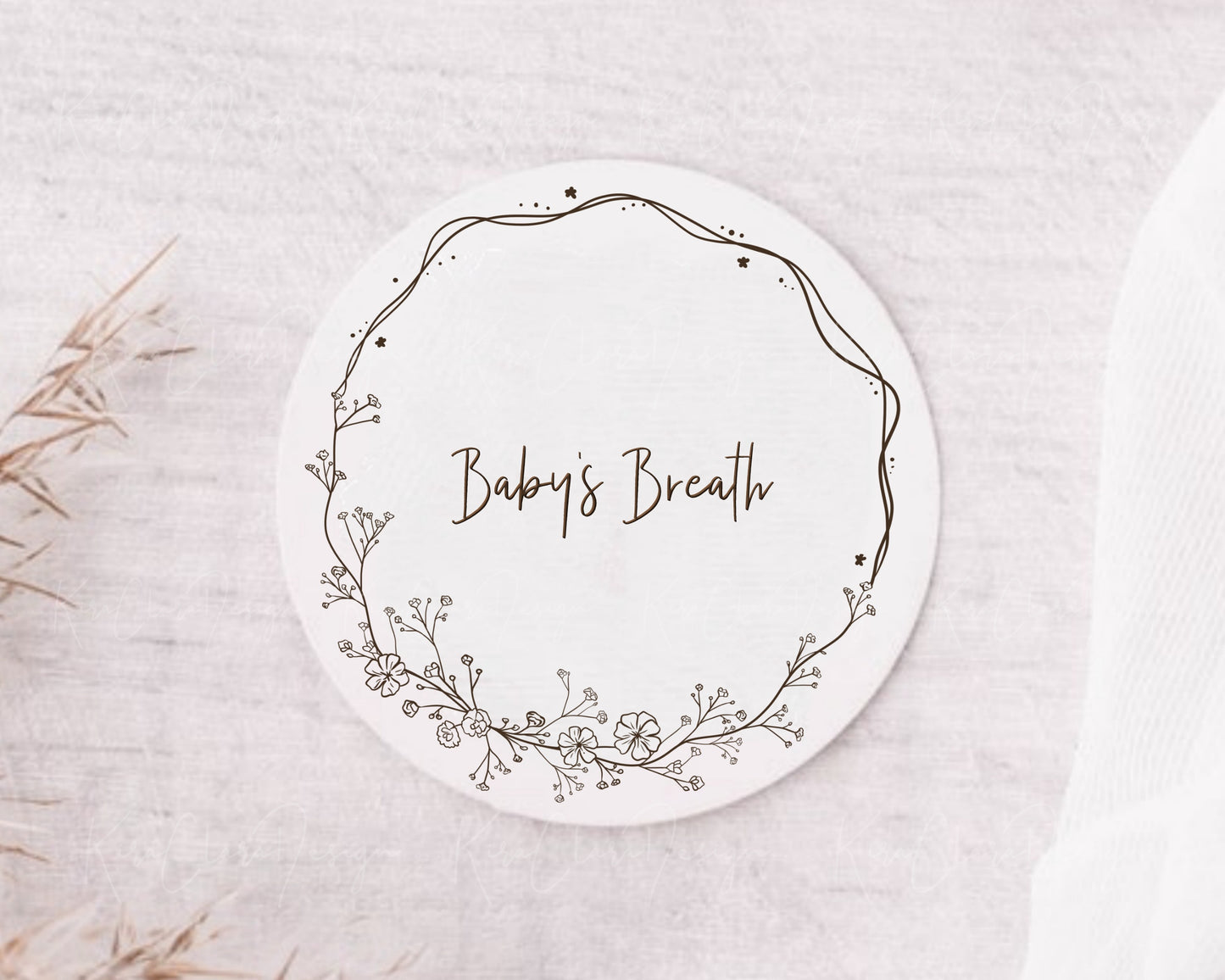 Baby's Breath Flower Circle Wreath Clipart Black & White