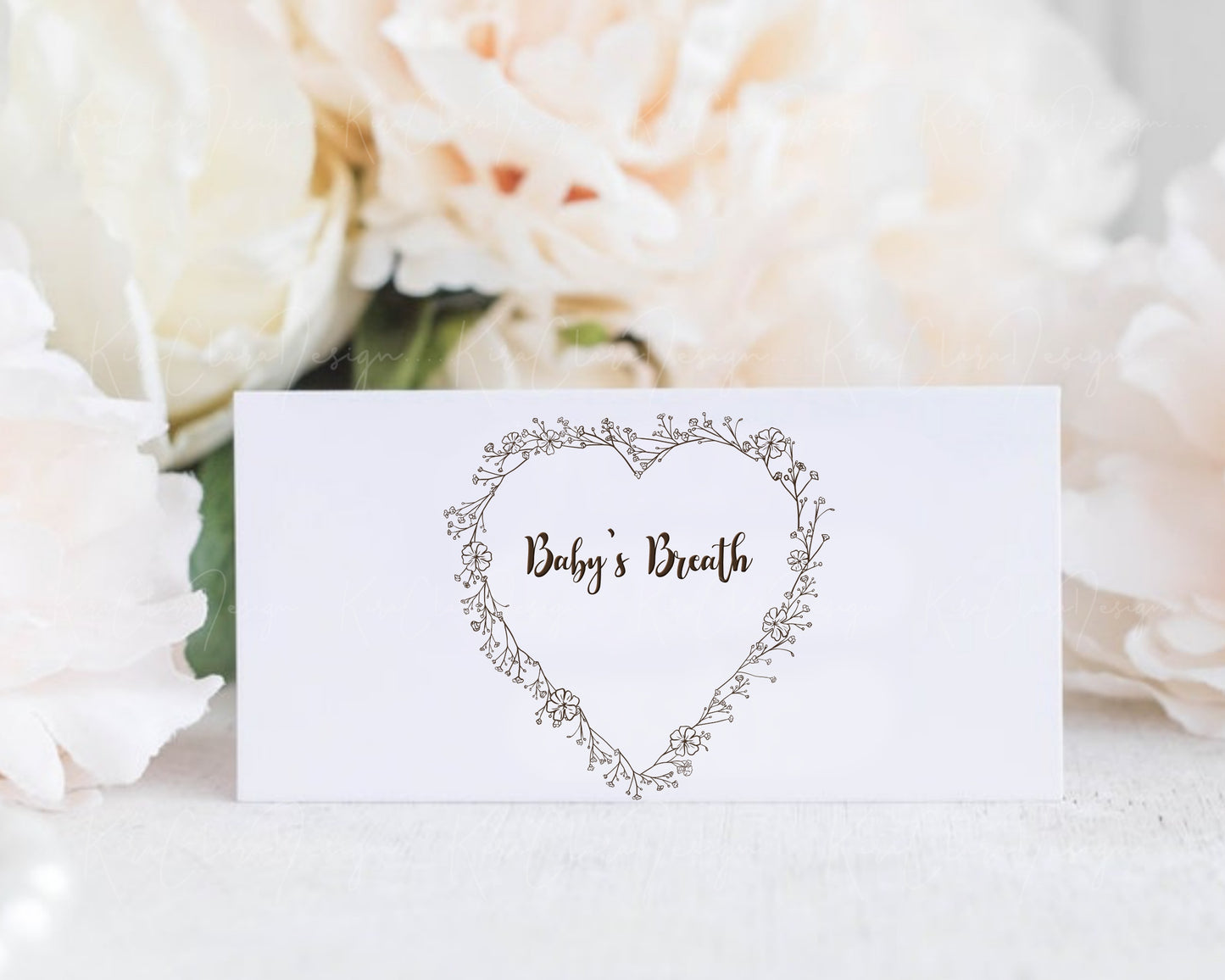 Baby's Breath Flower Heart Frame Clipart Black & White