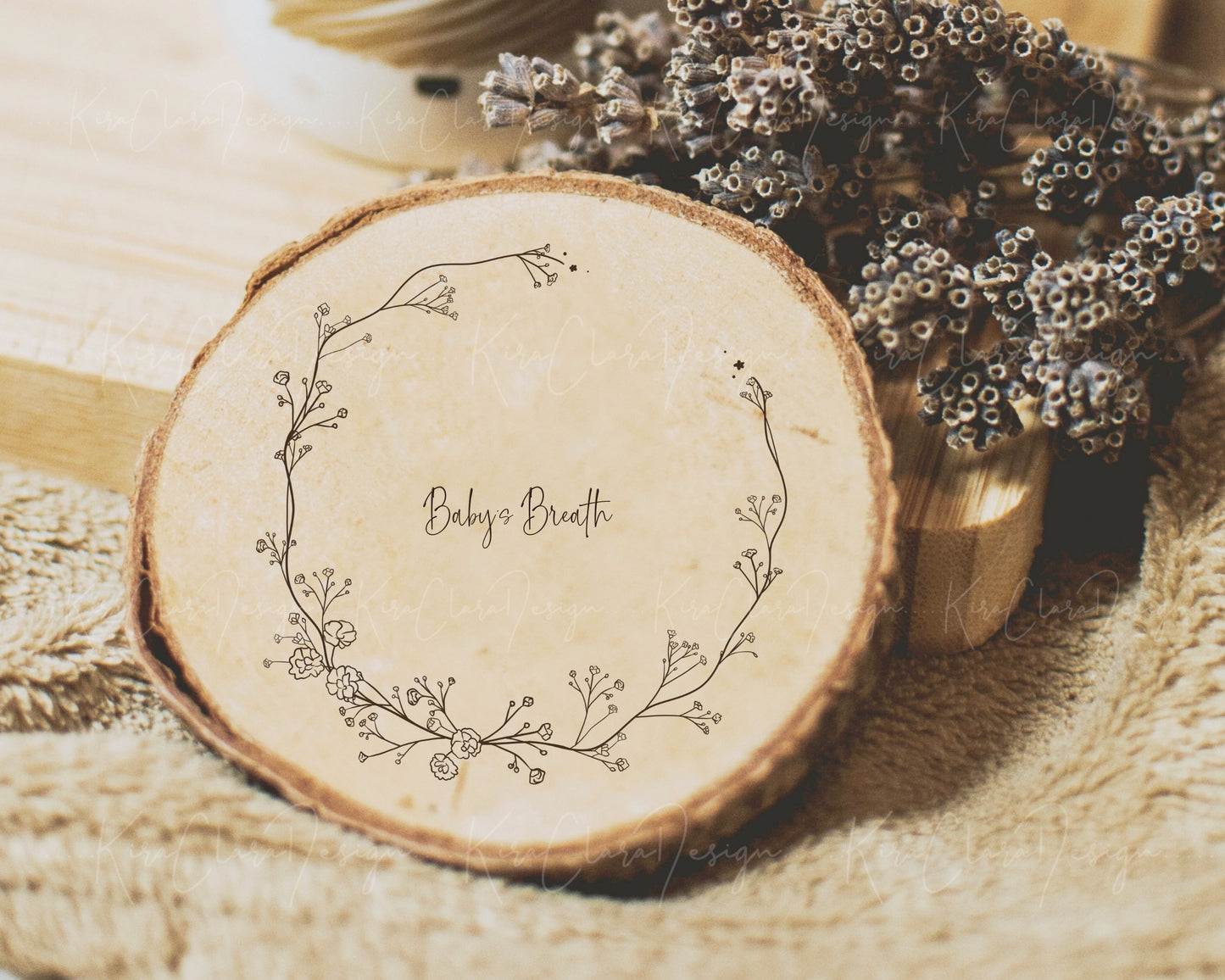 Baby's Breath Flower Wreath Clipart Black & White