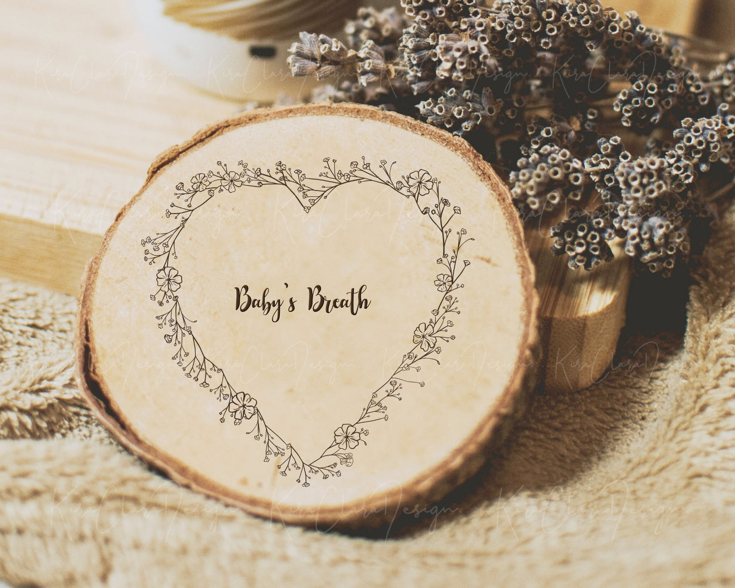 Baby's Breath Flower Heart Frame Clipart Black & White