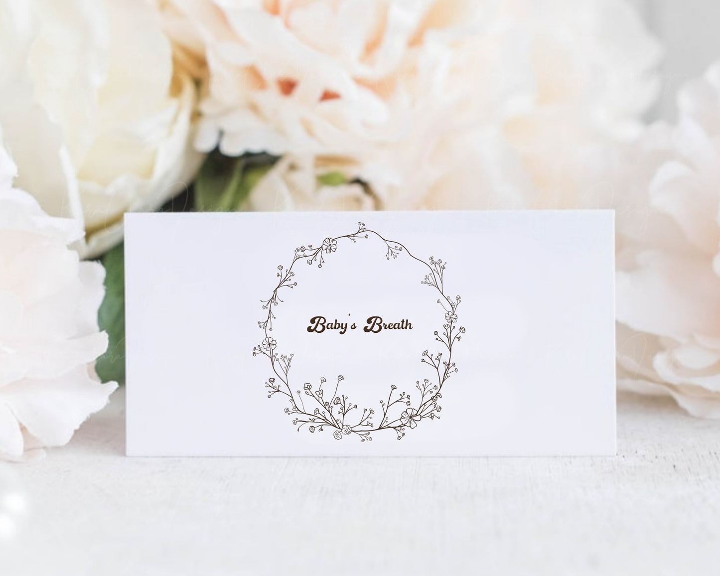 Baby's Breath Flower Circle Wreath Clipart Black & White