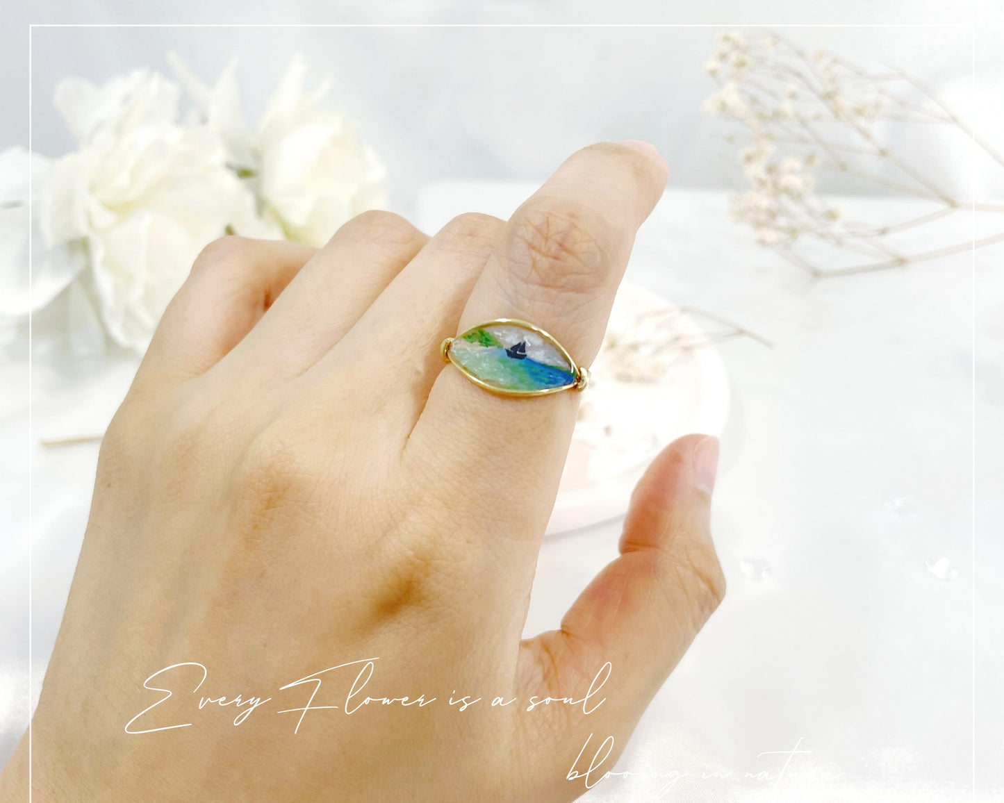 Turquoise Ocean View Ring / Gold & Silver