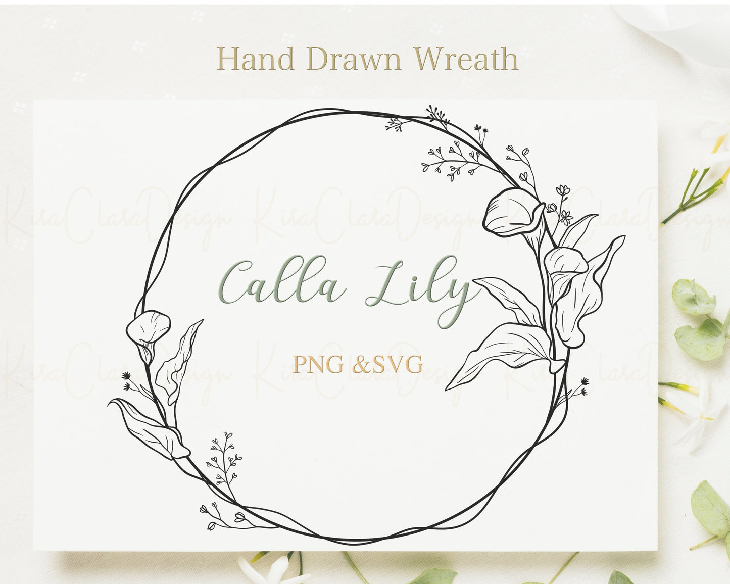 Calla Lily Flower Wreath Clipart