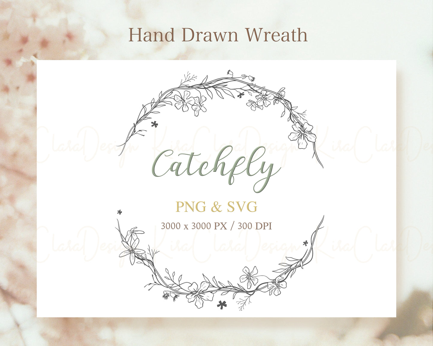 Catchfly Flower (Campion) Half Wreath Clipart