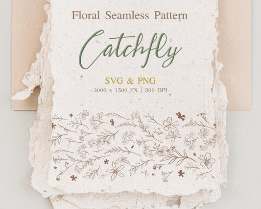 Catchfly flower ( Campion ) Seamless Border Frame Clipart