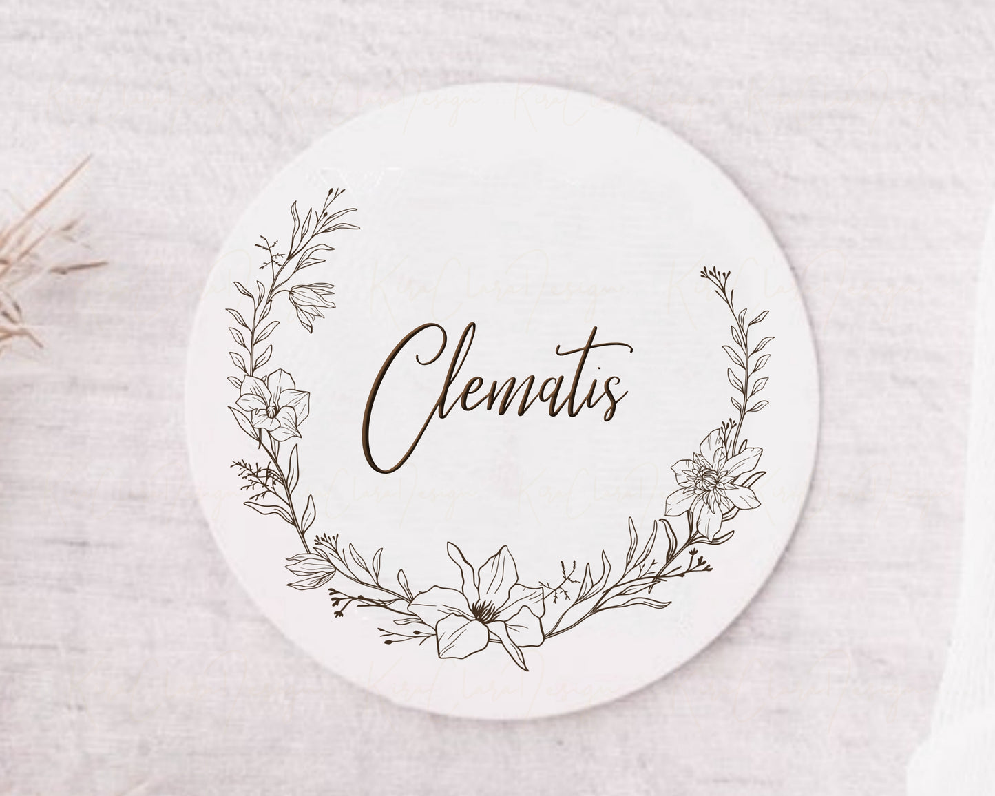 Clematis Flower (Leather Flower) Wreath Clipart