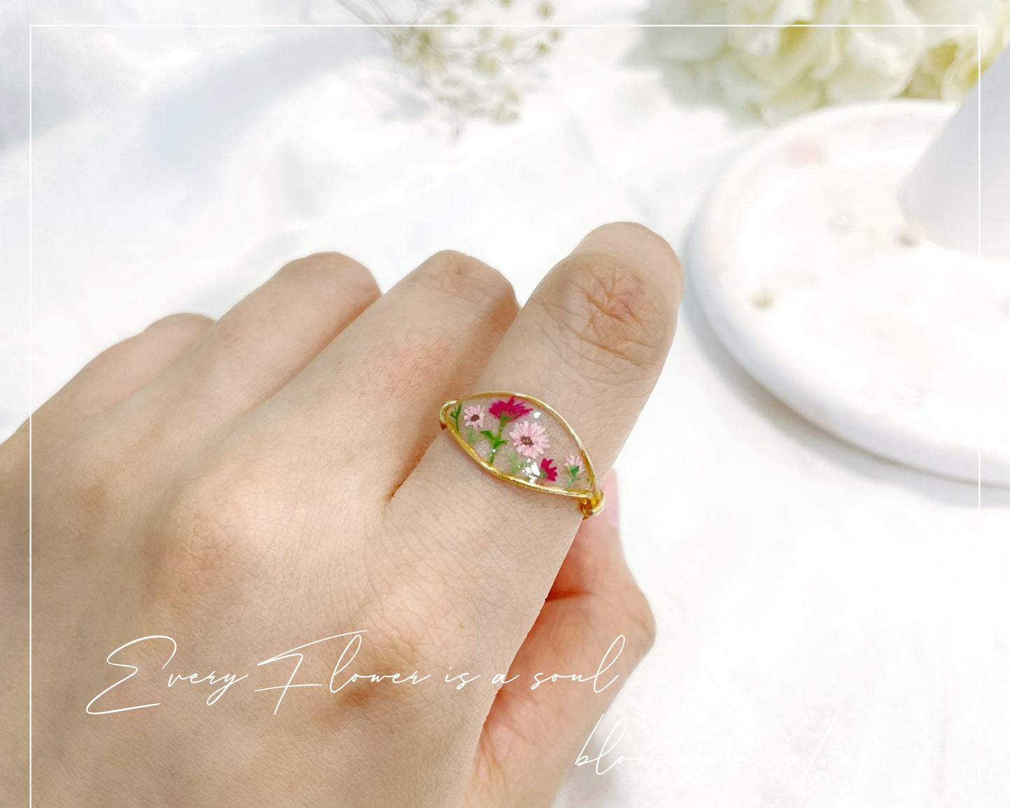 Colourful Daisy Flower Bouquet Ring / Gold & Silver