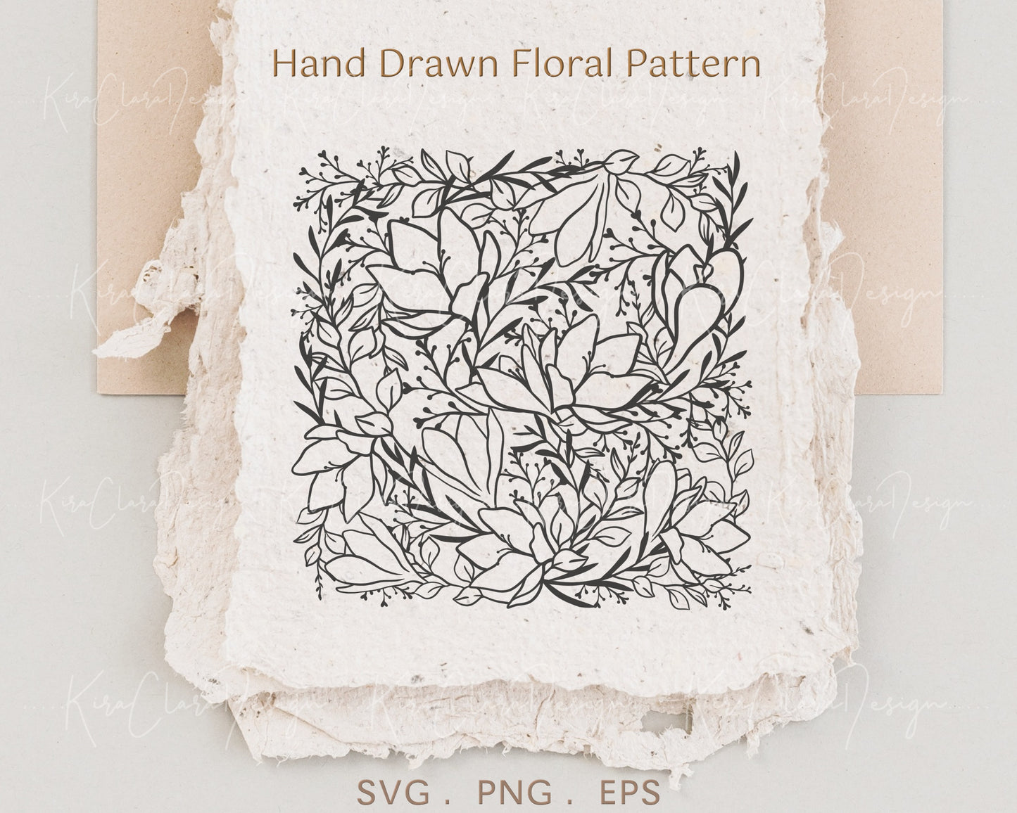 Crocus Flower Outline Pattern Square Clipart SVG