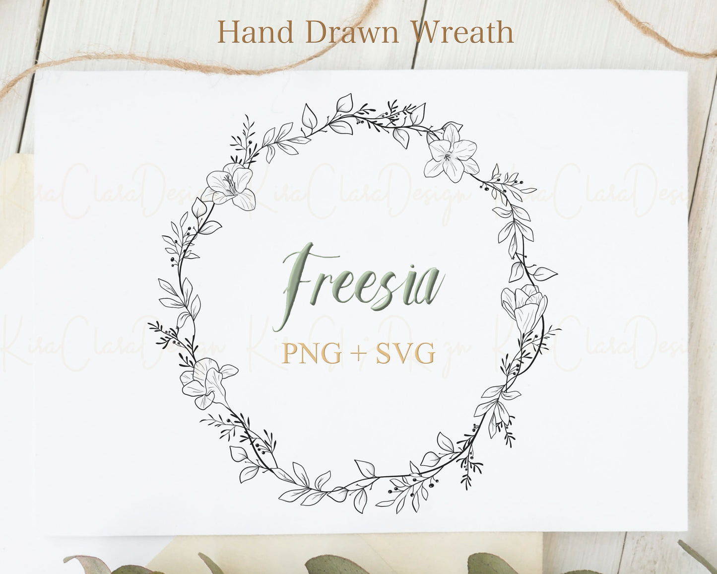 Freesia Flower Circle Wreath Clipart