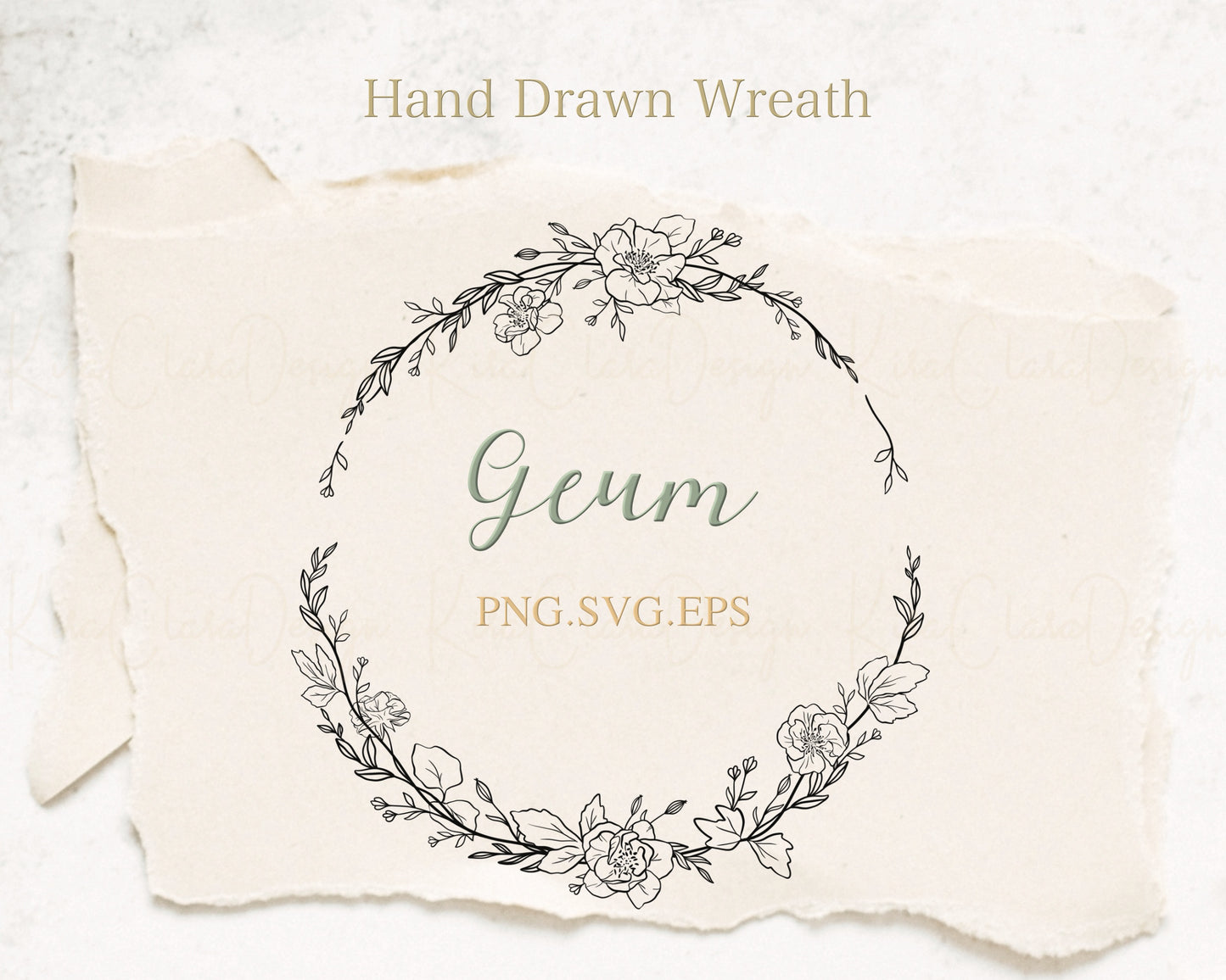 Geum (Avens ) Flower Wreath Clipart