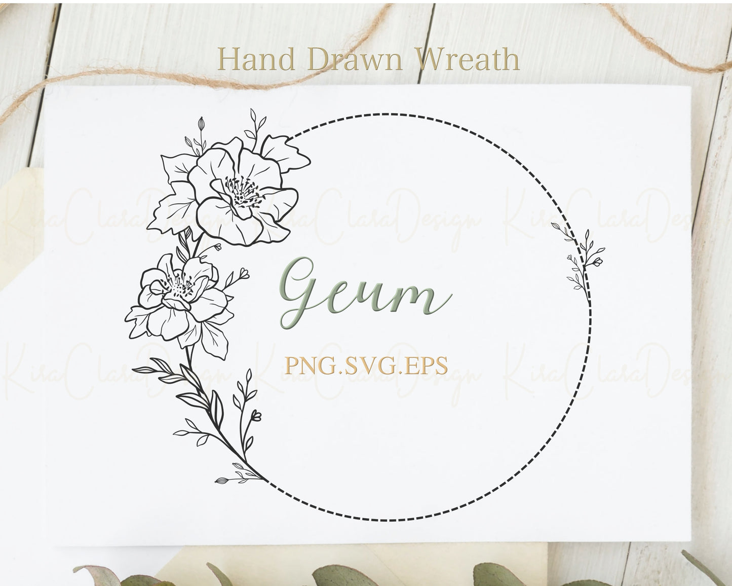 Geum (Avens ) Flower Circle Wreath Clipart