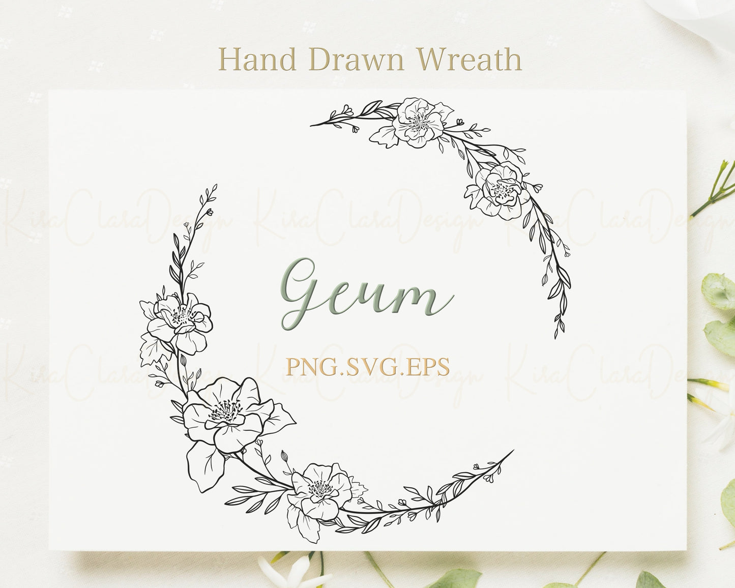 Geum (Avens ) Flower Half Wreath Clipart