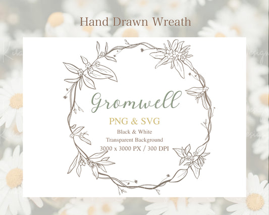 Gromwell Flower (Lithodora) Botanical Wreath Clipart