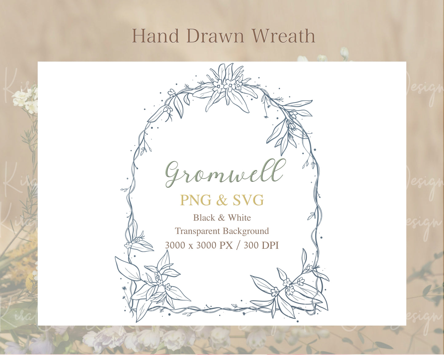 Gromwell Flower (Lithodora) Botanical Frame Clipart