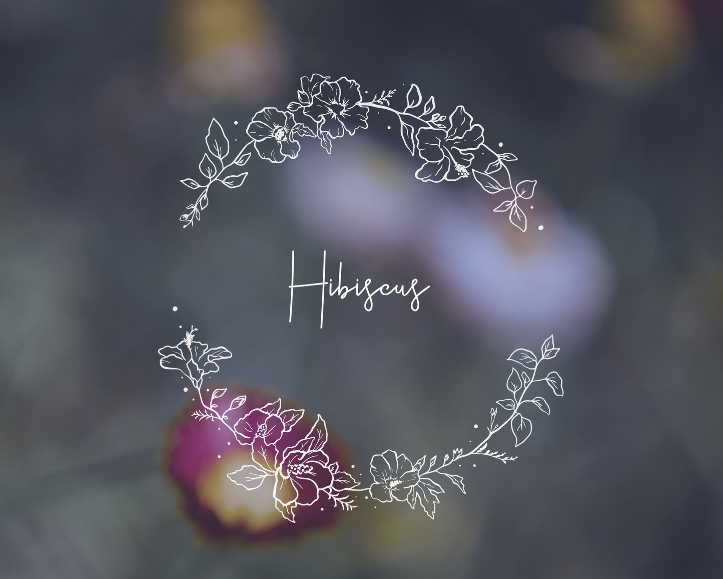 Hibiscus Flower Botanical Wreath Clipart