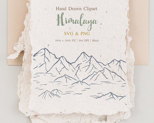 Himalayas Mountain Outline Clipart