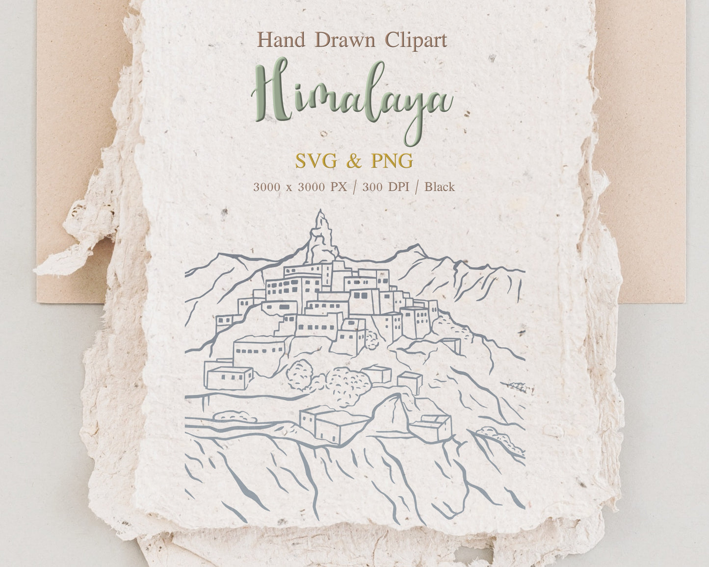 Himalayas Landscape Outline Clipart