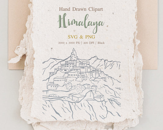 Himalayas Landscape Outline Clipart