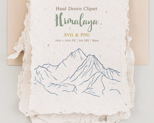 Himalayas Mountain Outline Clipart