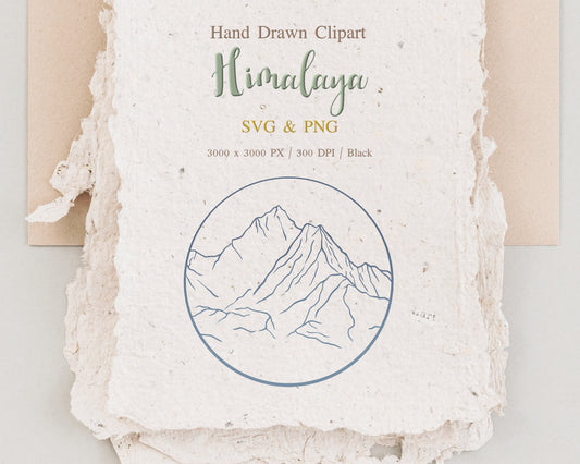 Himalayas Mountain Outline Clipart (Round)