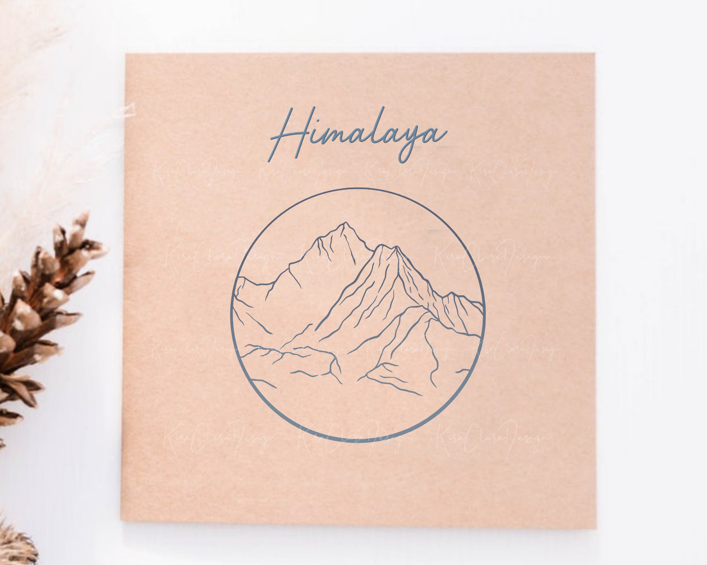 Himalayas Mountain Outline Clipart (Round)