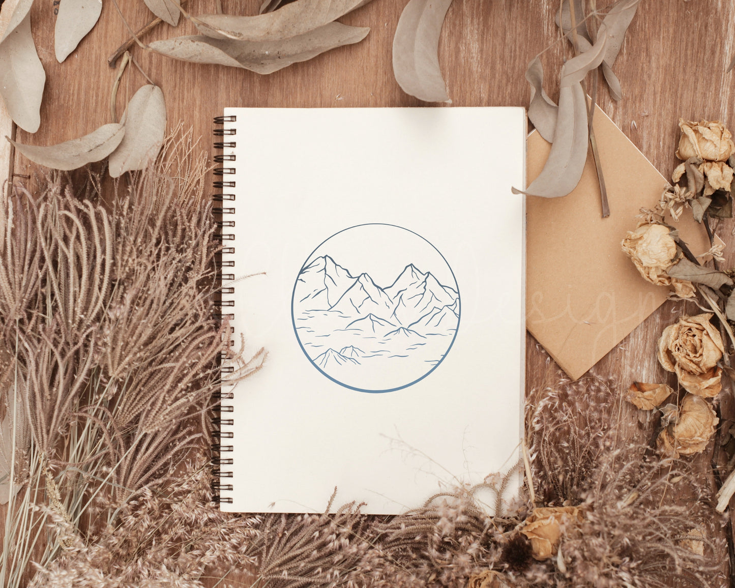 Himalayas Mountain Outline Clipart (Round)