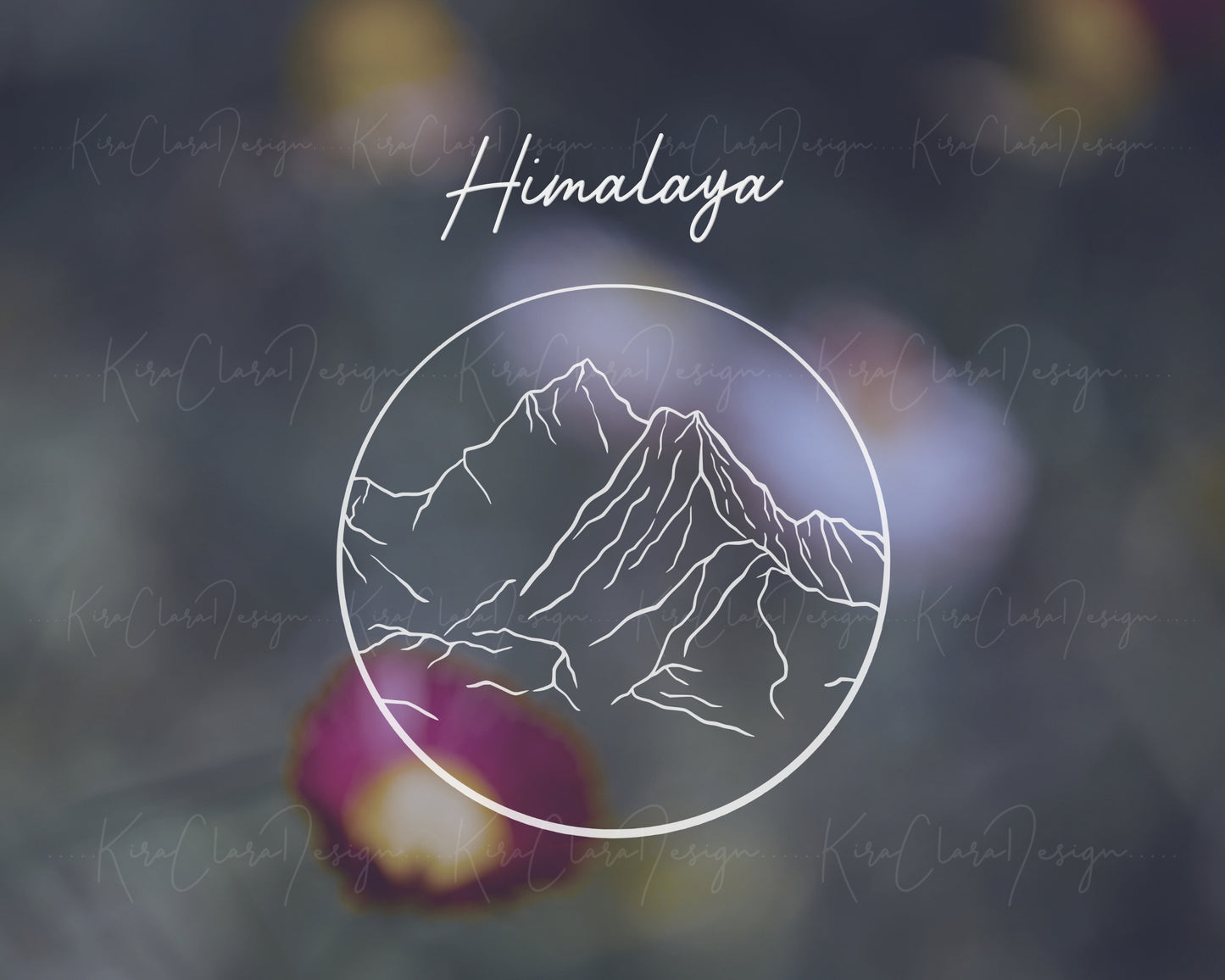 Himalayas Mountain Outline Clipart (Round)