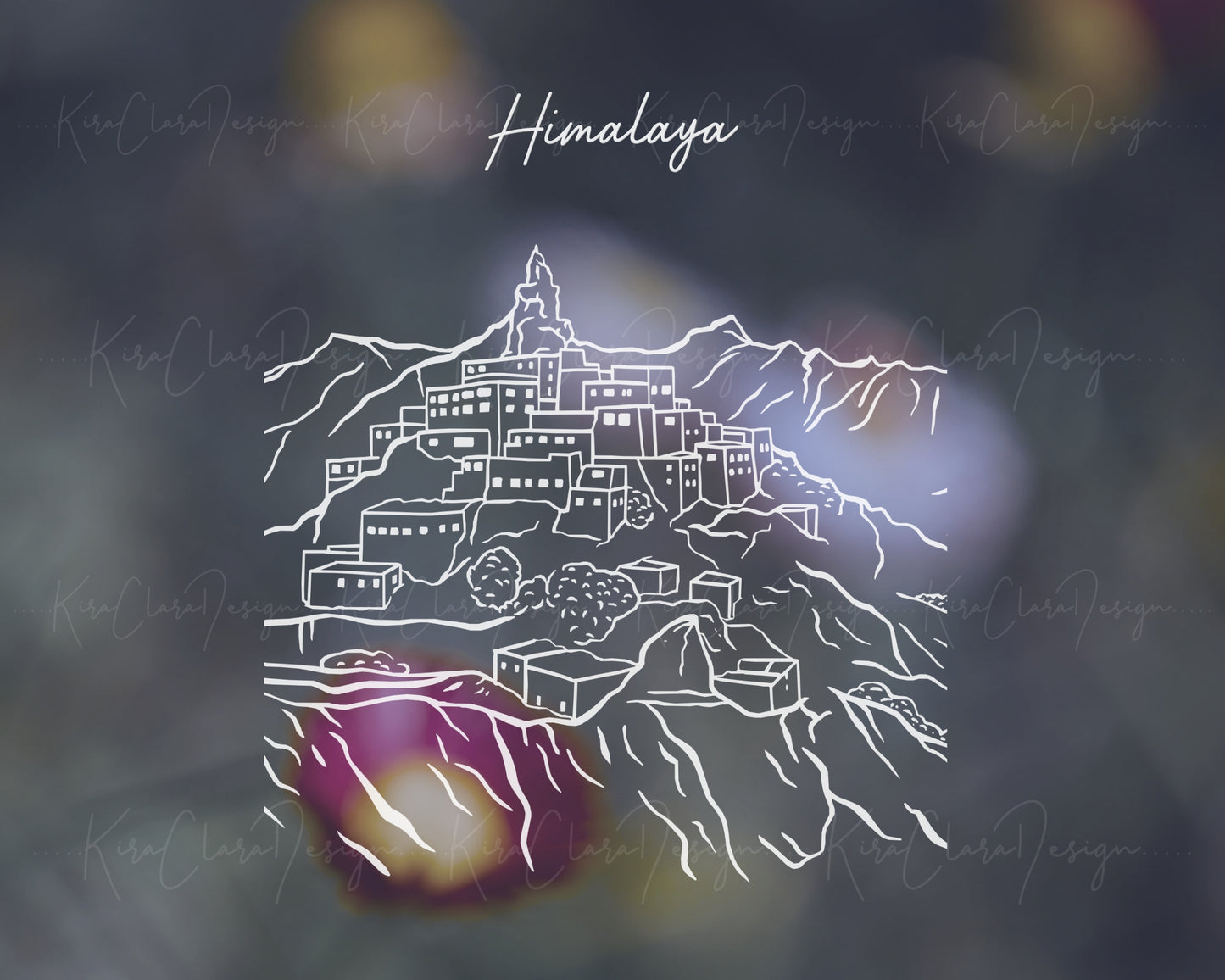 Himalayas Landscape Outline Clipart