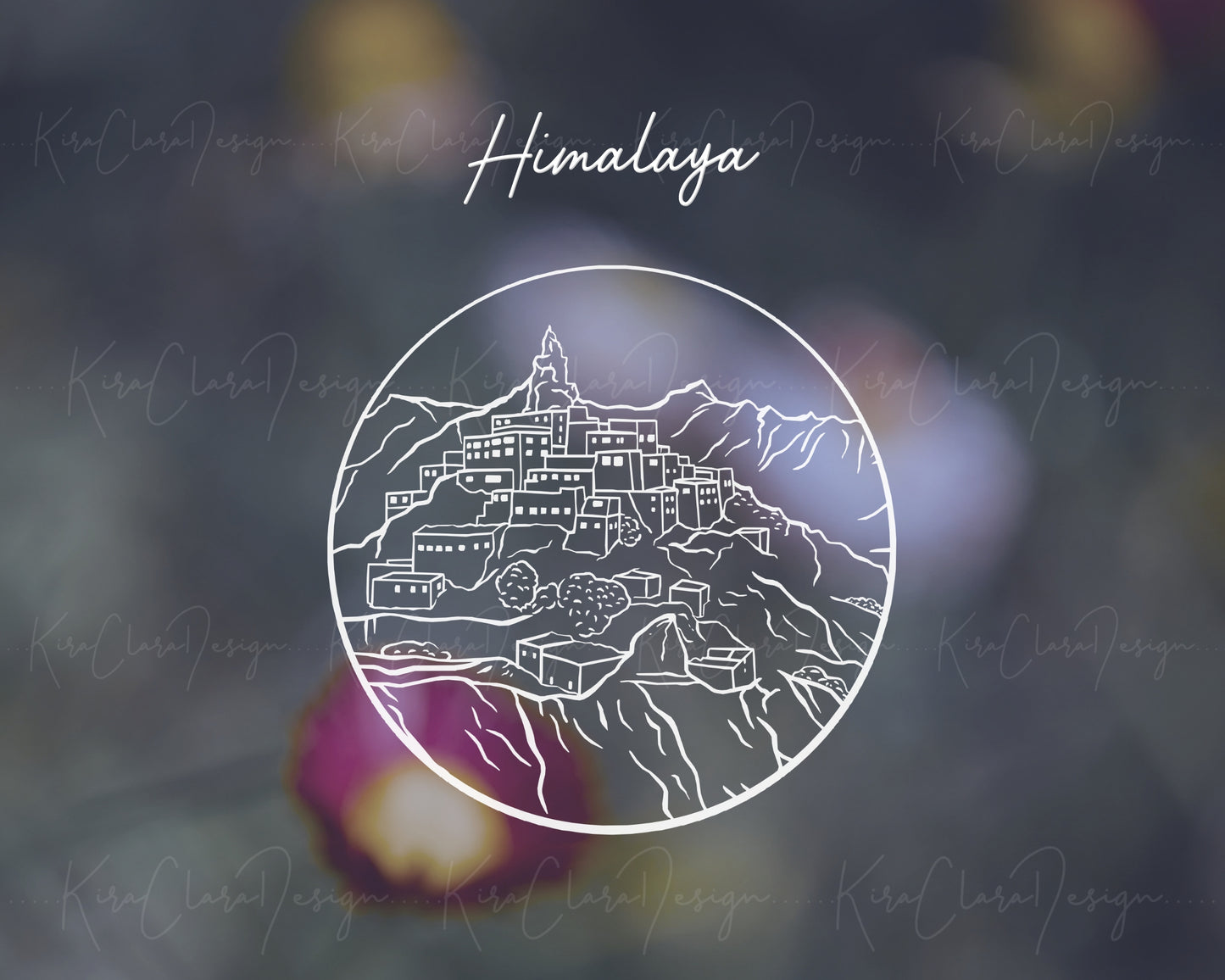 Himalayas Landscape Outline Clipart (Round)