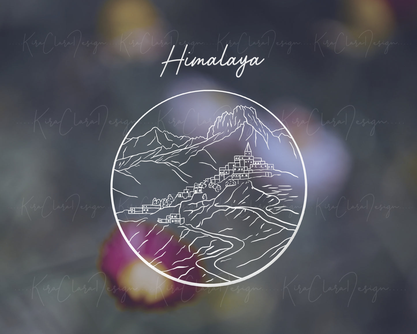 Himalayas Landscape Outline Clipart (Round)