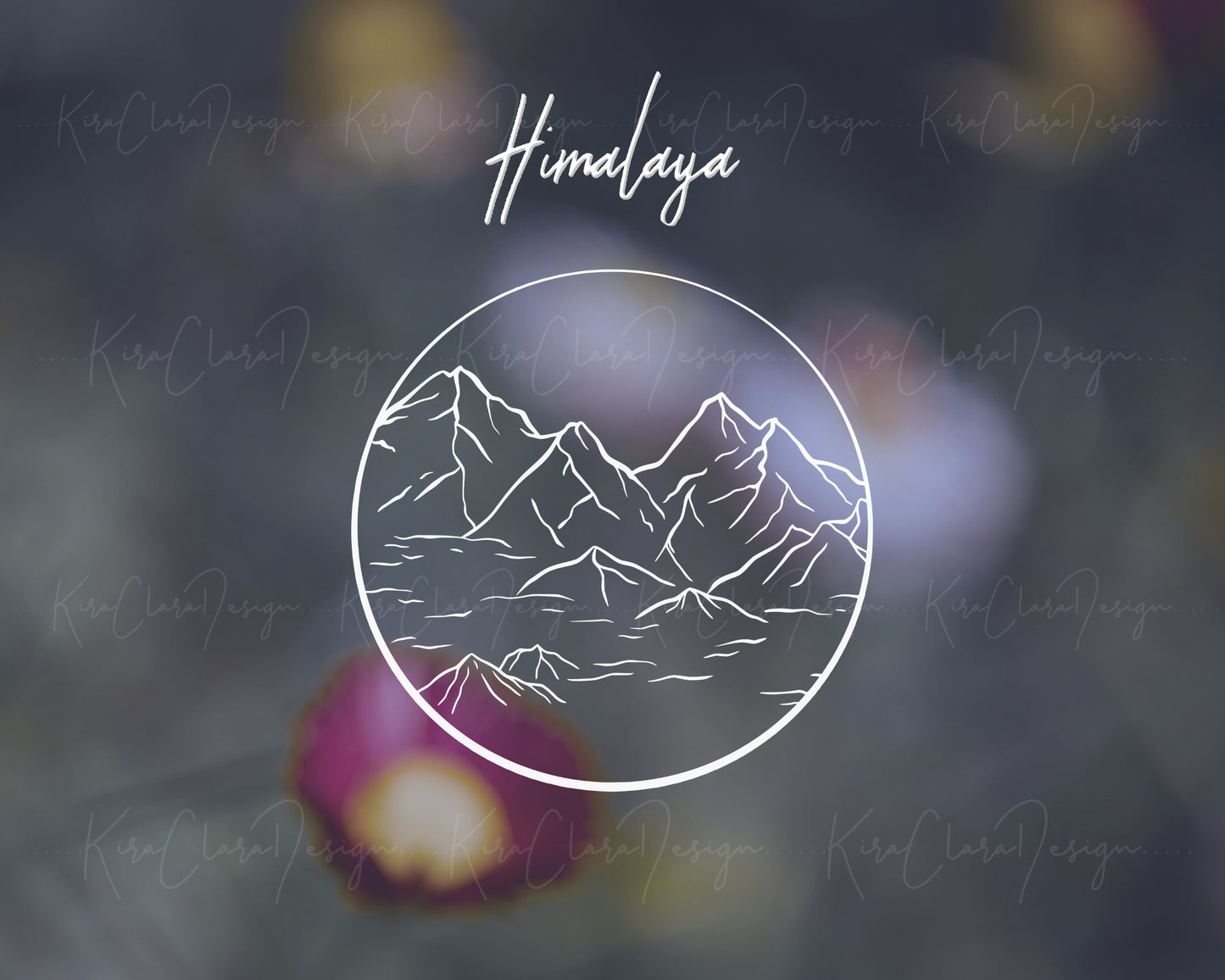 Himalayas Mountain Outline Clipart (Round)