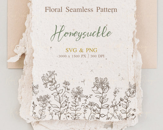 Honeysuckle Flower (Lonicera) Seamless Border Frame Clipart