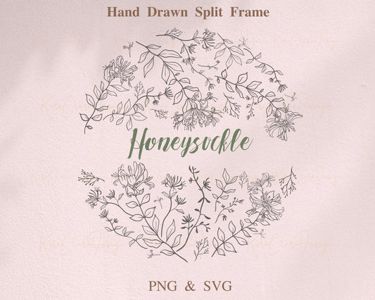 Honeysuckle (Lonicera) Split Border Frame Clipart