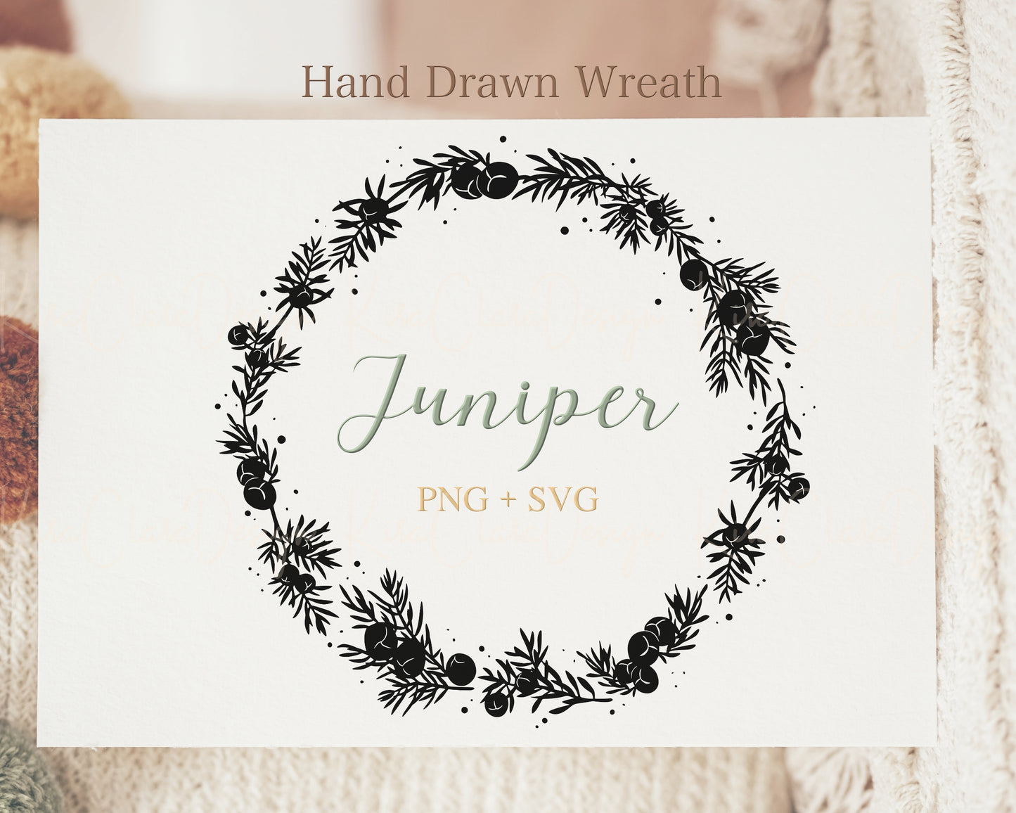 Juniper ( Juniperus ) Full Wreath Clipart